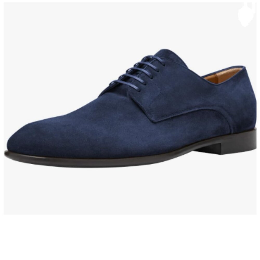 FSJ Blue Men's Plain Toe Oxford Dress Shoes Stylish Lace-up Wingtip Brogues Shoe